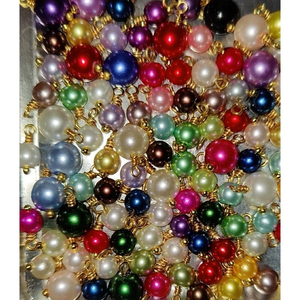 30 Glass Pearl Charms, crafts, jewelry m